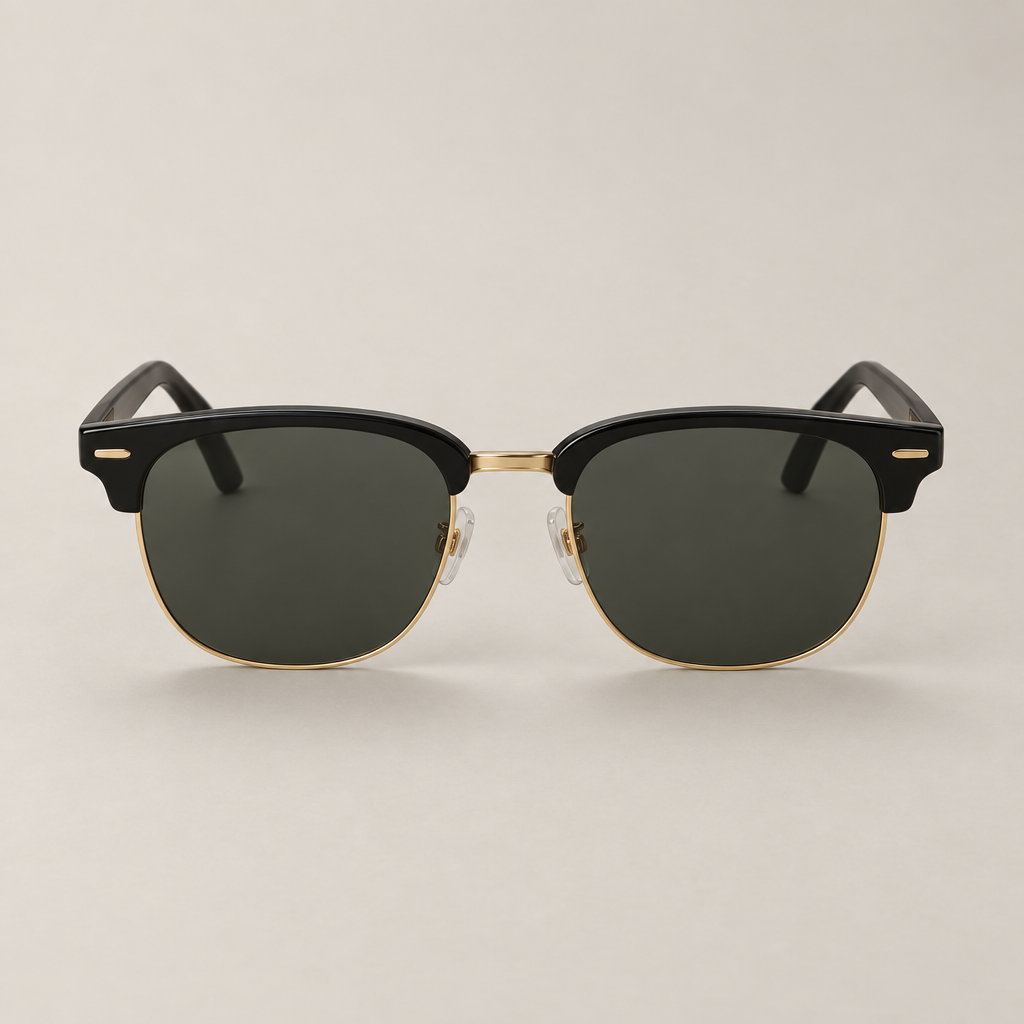 Browline sunglasses in black and gold