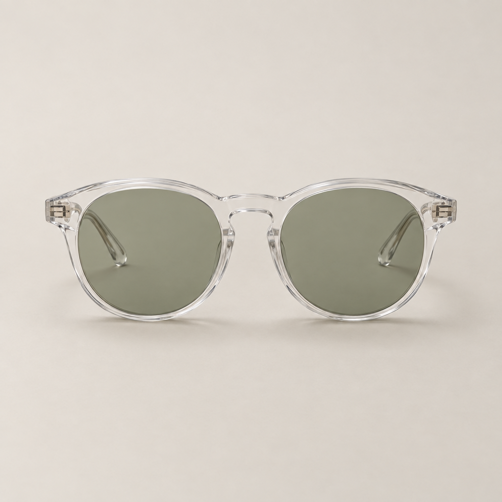 Crystal round sunglasses in clear