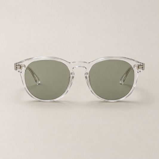 Crystal round sunglasses in clear