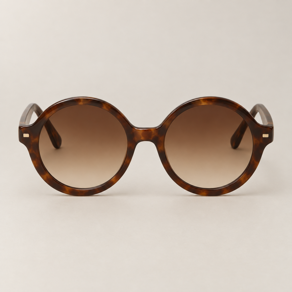 Oversized round sunglasses in havana