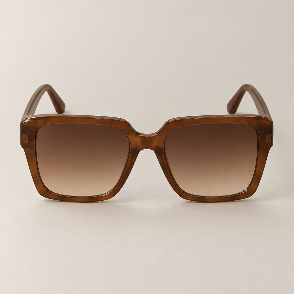 Oversized square sunglasses in brown gradient