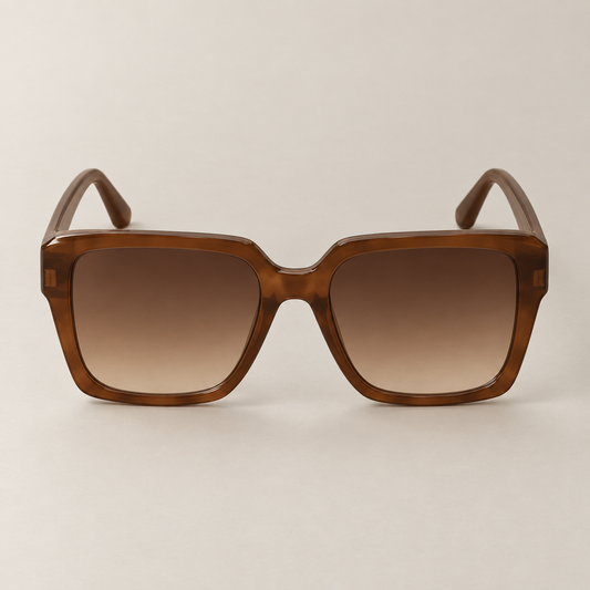 Oversized square sunglasses in brown gradient