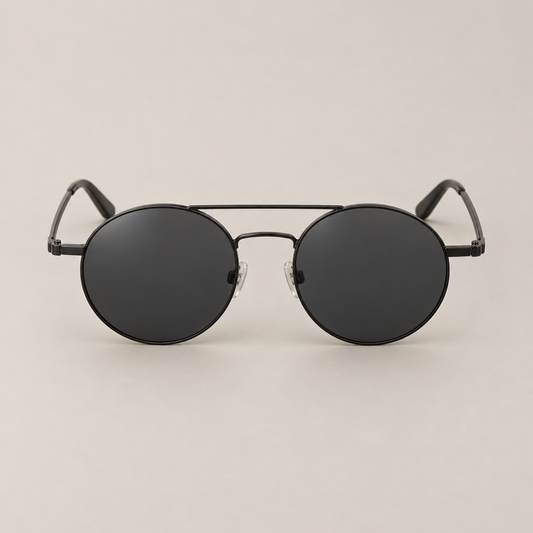 Retro round metal sunglasses in black
