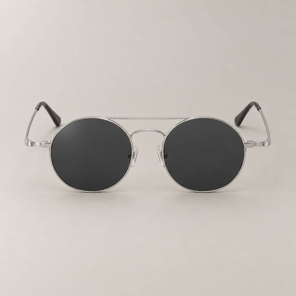 Round metal sunglasses in silver
