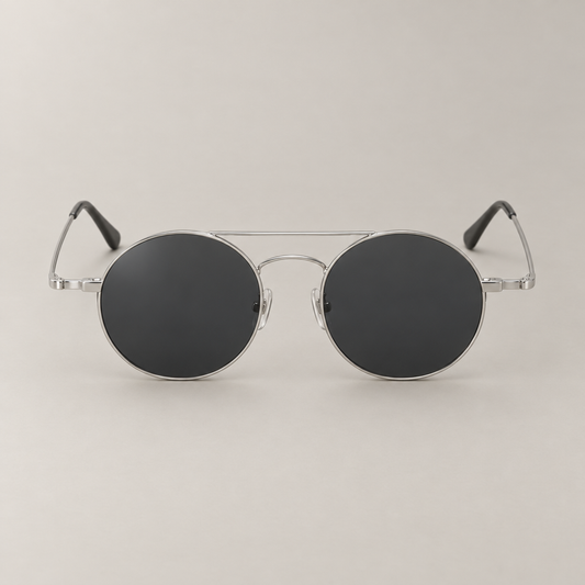 Round metal sunglasses in silver