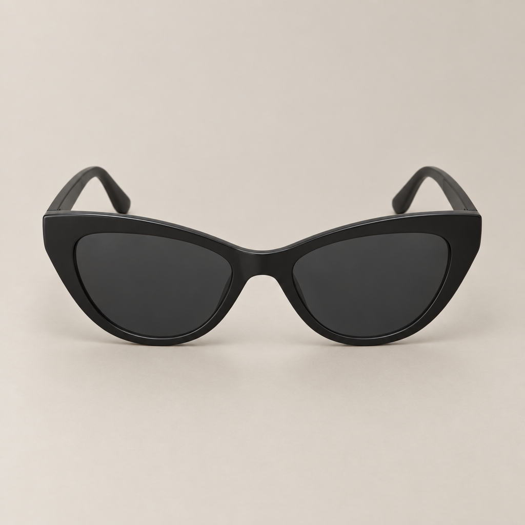 Sculpted cat-eye sunglasses in matte black