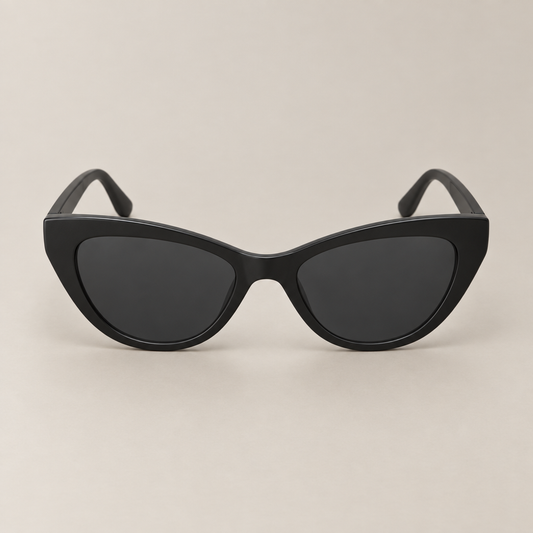 Sculpted cat-eye sunglasses in matte black