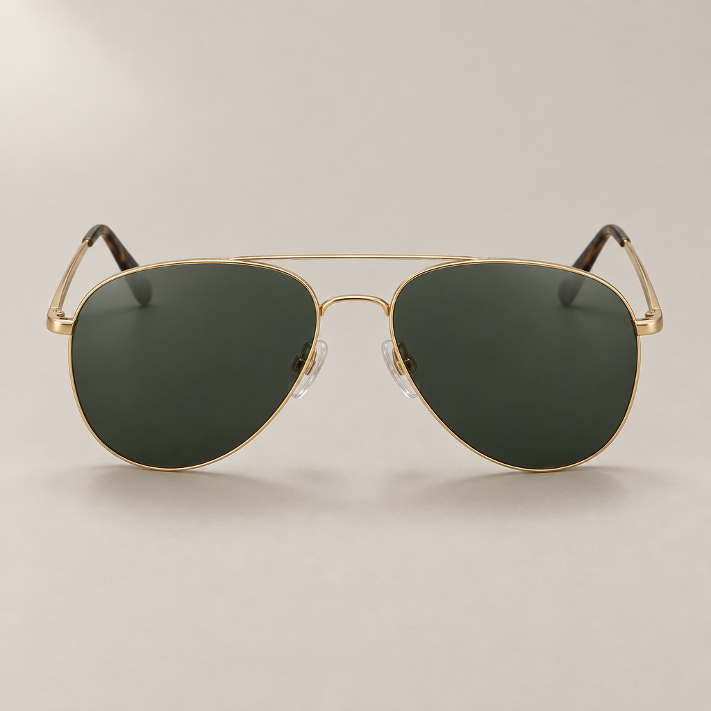 Slim polarised aviator sunglasses in gold