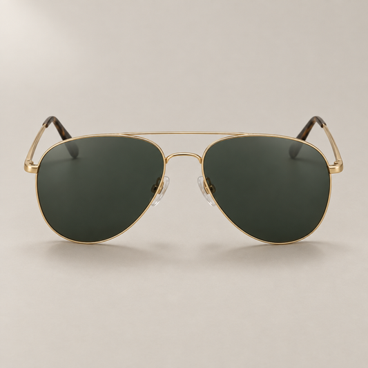Slim polarised aviator sunglasses in gold